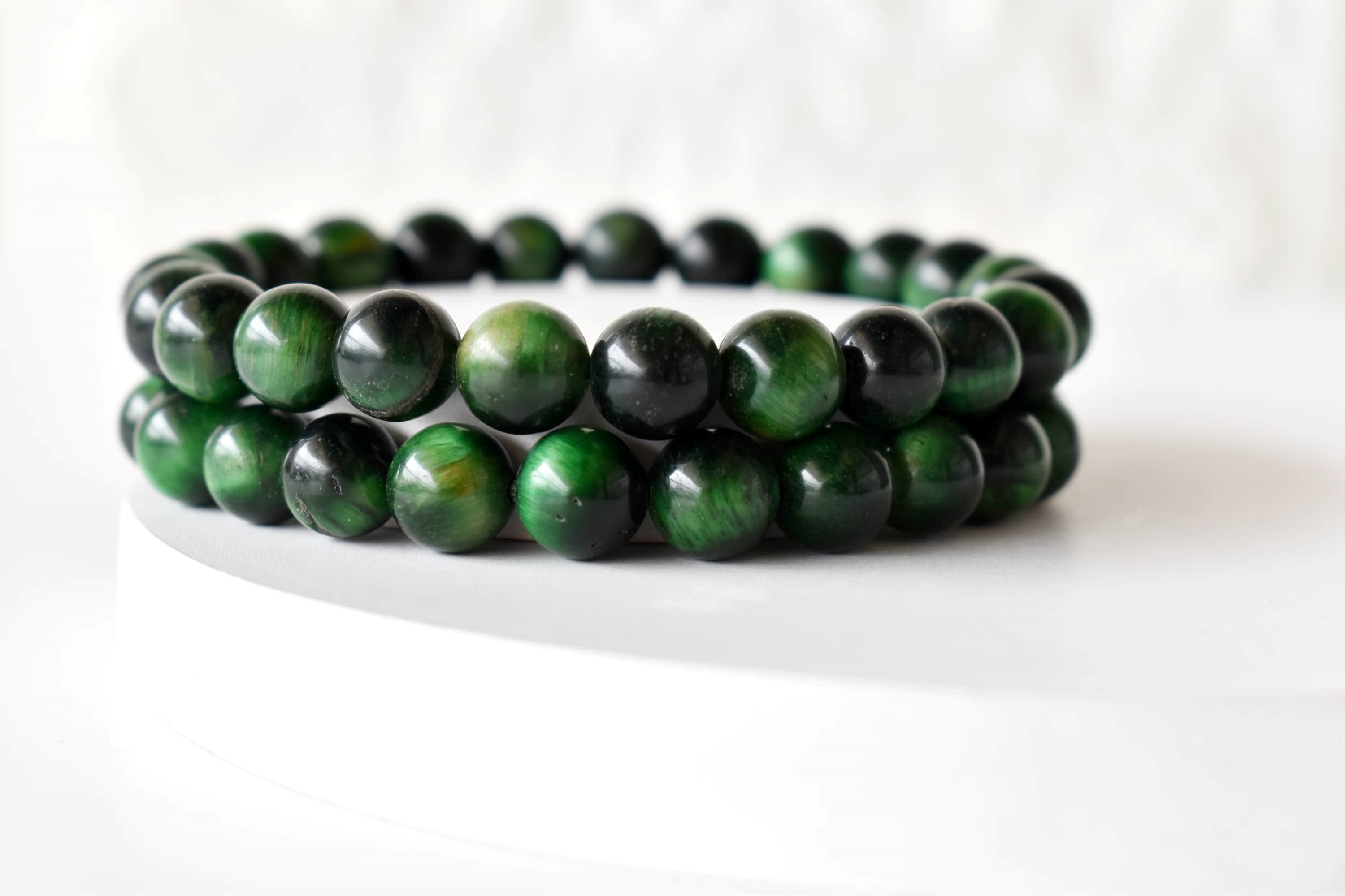 Green Tiger Cats Eye Bracelet (Longevity and Protection)  DestGlow