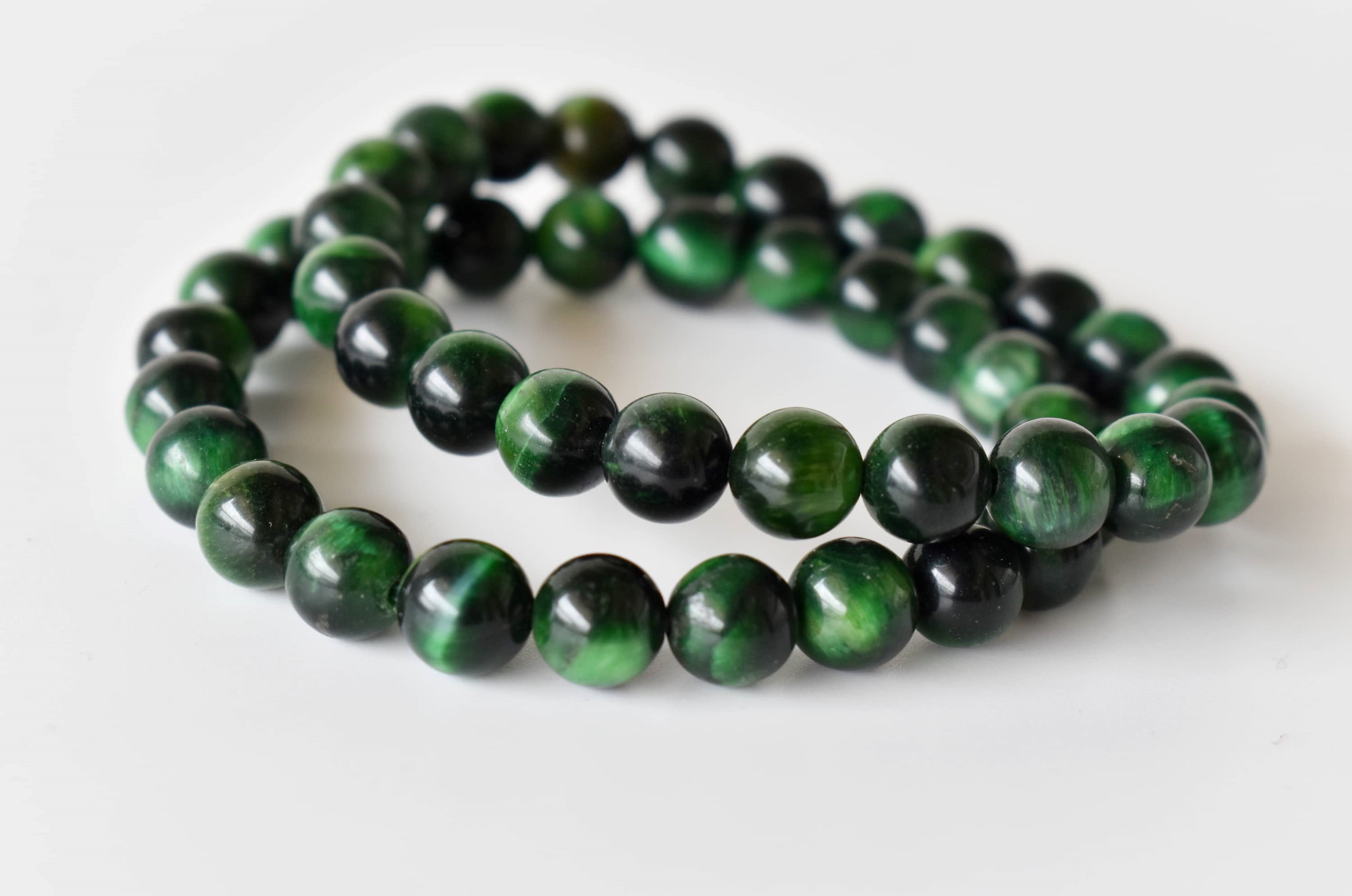 Green Tiger Cats Eye Bracelet (Longevity and Protection)  DestGlow