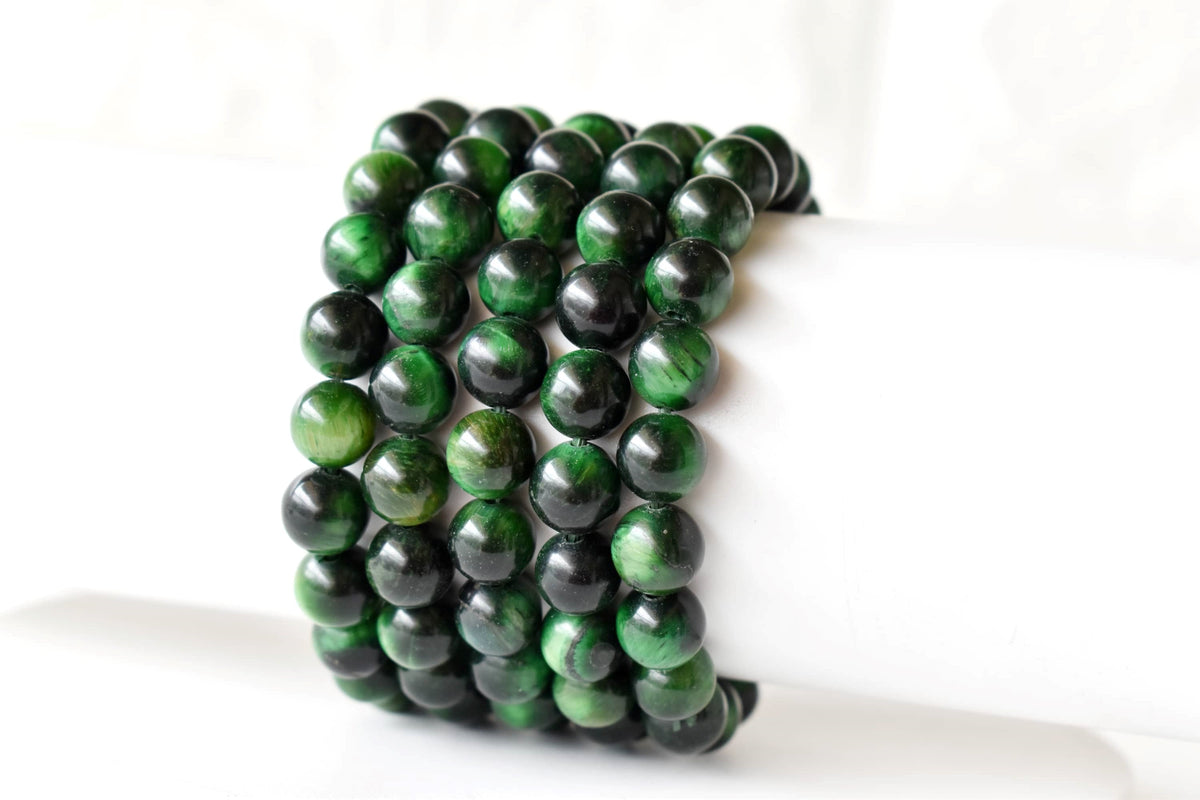 Green Tiger Cats Eye Bracelet (Longevity and Protection)  DestGlow