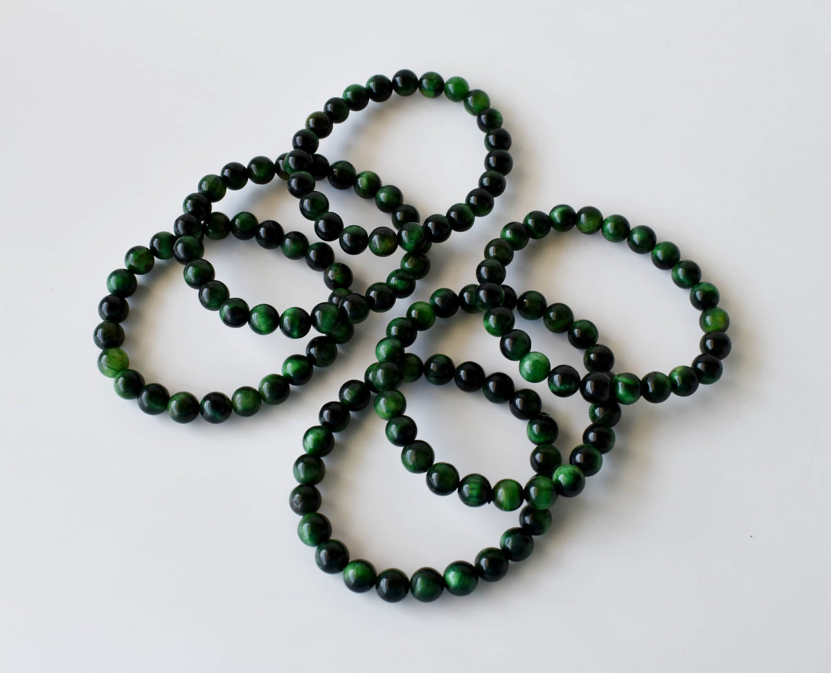 Green Tiger Cats Eye Bracelet (Longevity and Protection)  DestGlow