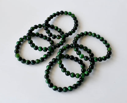 Green Tiger Cats Eye Bracelet (Longevity and Protection)  DestGlow