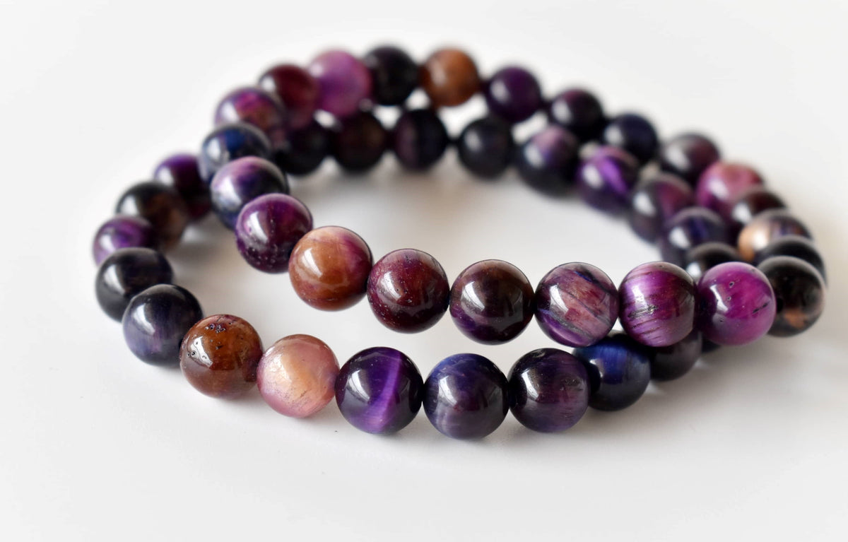 Violet Heated Tiger Cats Eye Bracelet (Creativity and Intuition).  DestGlow