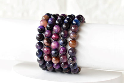 Violet Heated Tiger Cats Eye Bracelet (Creativity and Intuition).  DestGlow