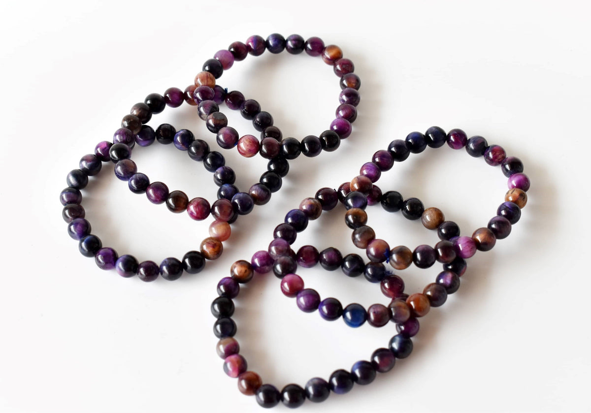 Violet Heated Tiger Cats Eye Bracelet (Creativity and Intuition).  DestGlow