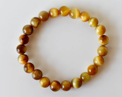 Yellow Heated Tiger Cats Eye Bracelet (Prosperity and Creativity)  DestGlow