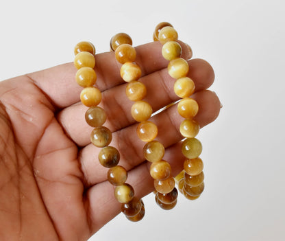 Yellow Heated Tiger Cats Eye Bracelet (Prosperity and Creativity)  DestGlow