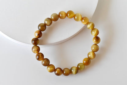 Yellow Heated Tiger Cats Eye Bracelet (Prosperity and Creativity)  DestGlow