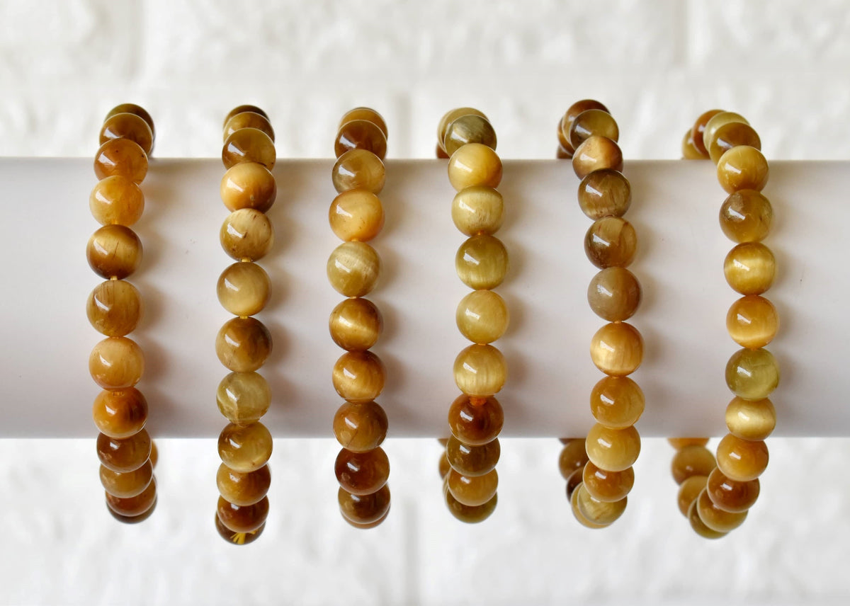 Yellow Heated Tiger Cats Eye Bracelet (Prosperity and Creativity)  DestGlow