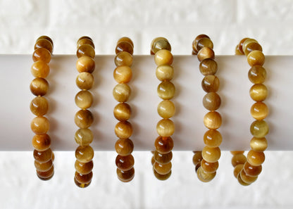 Yellow Heated Tiger Cats Eye Bracelet (Prosperity and Creativity)  DestGlow