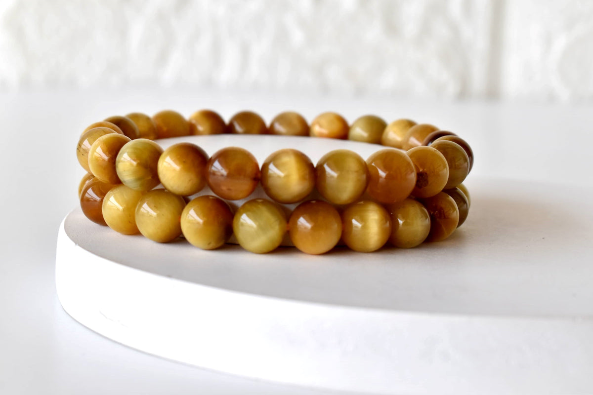Yellow Heated Tiger Cats Eye Bracelet (Prosperity and Creativity)  DestGlow