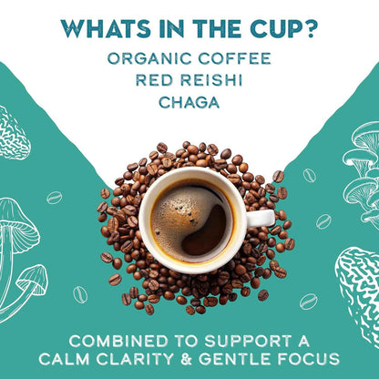 Decaffeinated Red Reishi &amp; Chaga Mushroom Coffee Adaptogens Blend