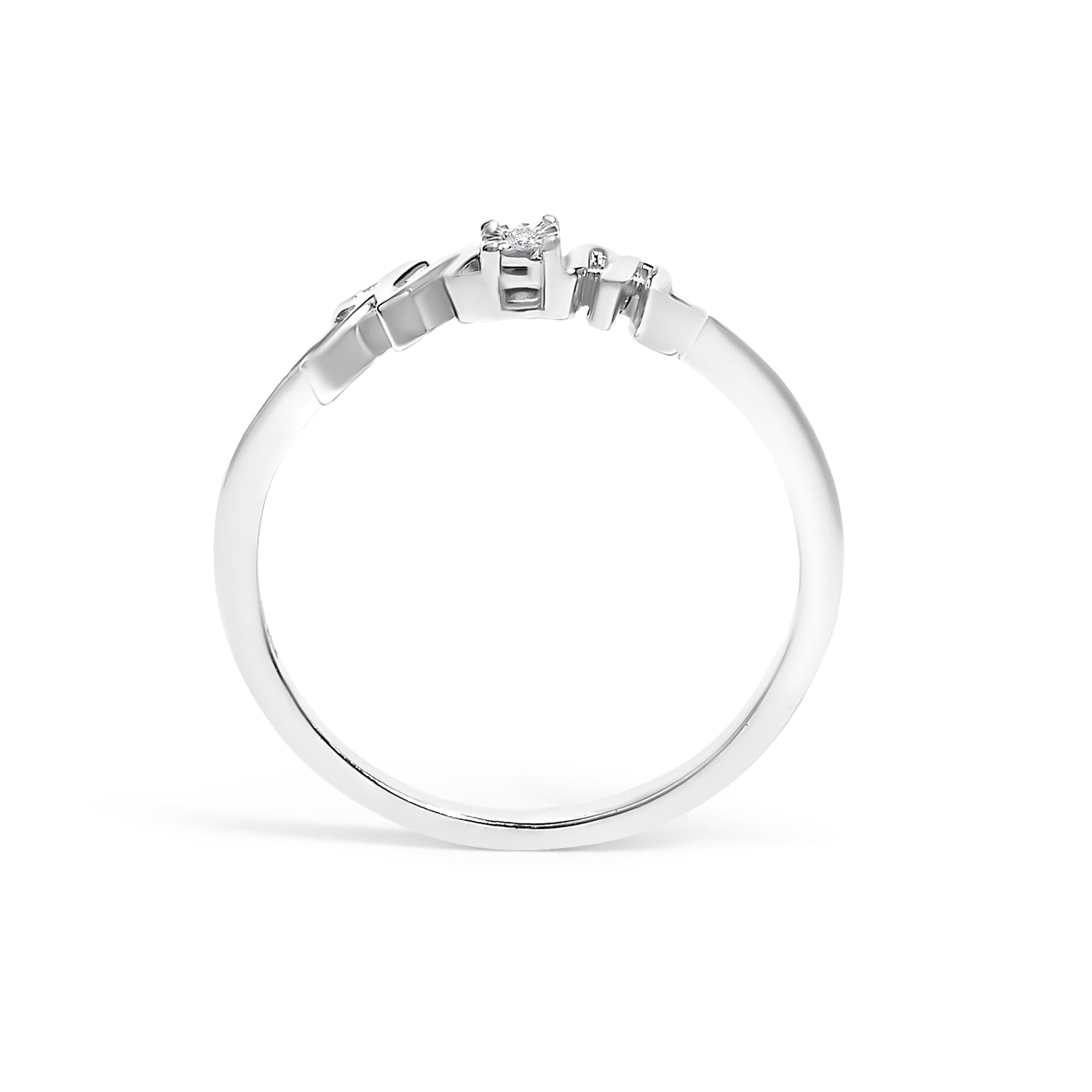 .925 Sterling Silver Diamond Accent "MOM"  Ring (J-K Color, I2-I3 Clarity) - Ring Size 7  DestGlow