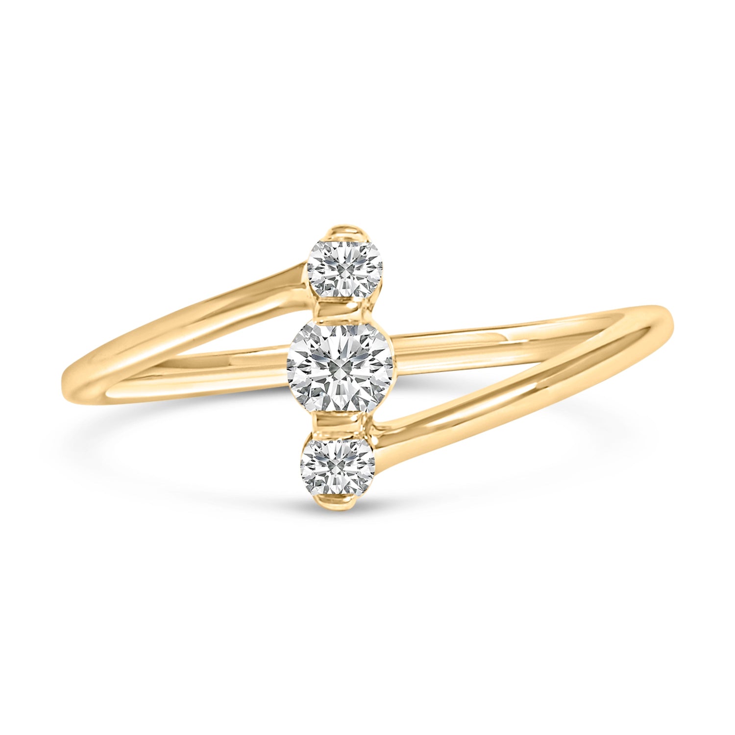 10K White Gold 1/4 Cttw Lab Grown Diamond Vertical Three Stone Ring by Bids.com