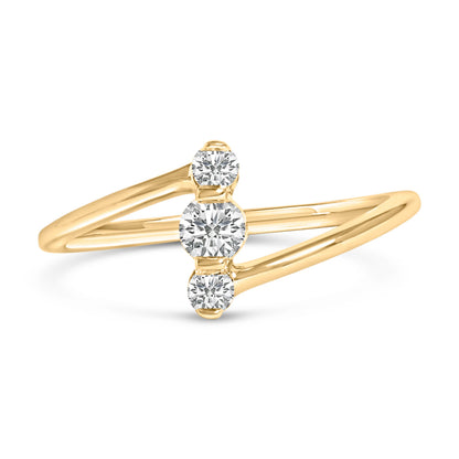 10K White Gold 1/4 Cttw Lab Grown Diamond Vertical Three Stone Ring by Bids.com