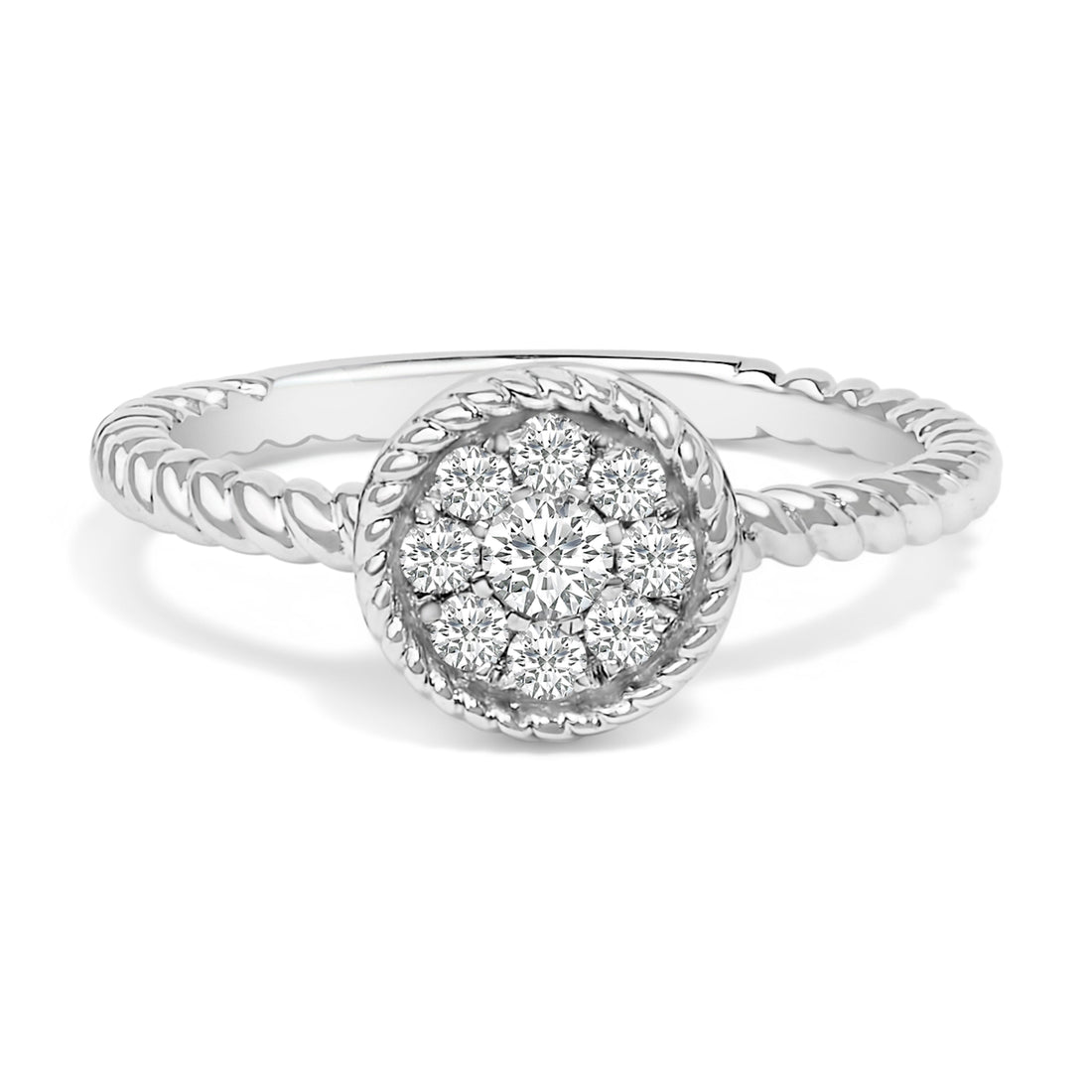 Sterling Silver 1/4 Cttw Diamond Floral Round Braided Ring by Bids.com