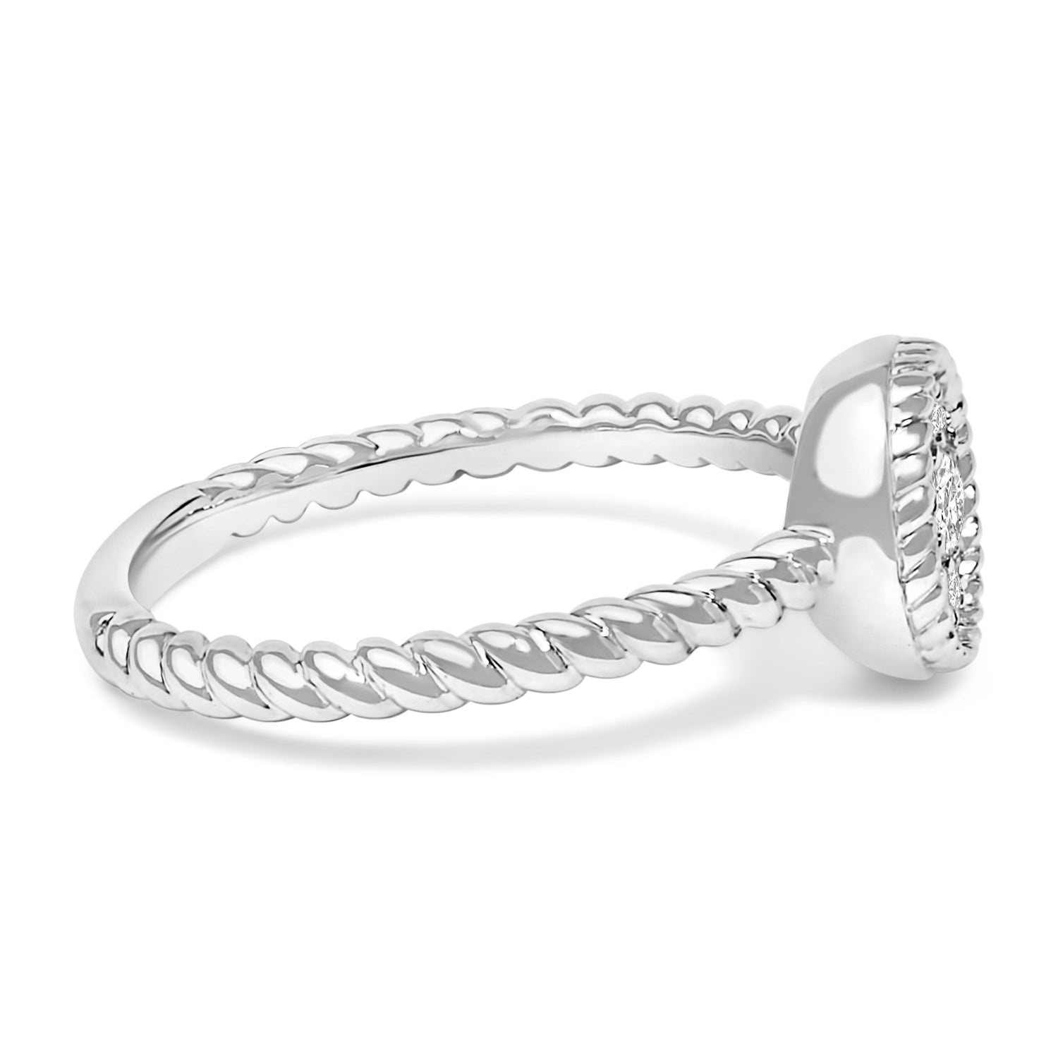 Sterling Silver 1/4 Cttw Diamond Floral Round Braided Ring by Bids.com