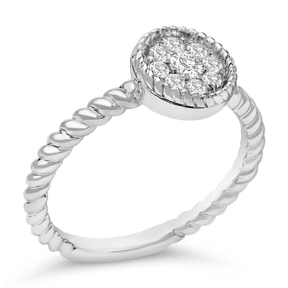 Sterling Silver 1/4 Cttw Diamond Floral Round Braided Ring by Bids.com