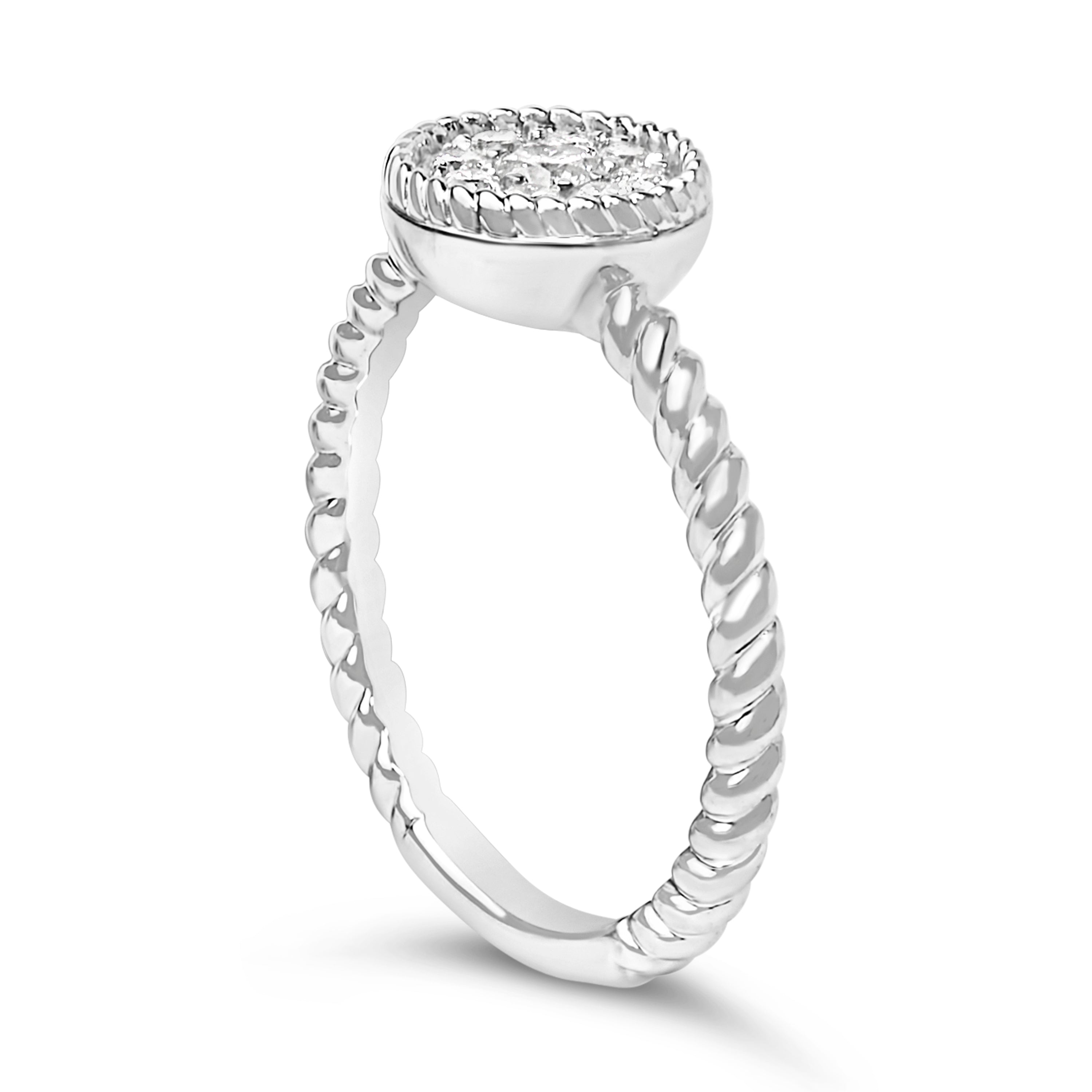 Sterling Silver 1/4 Cttw Diamond Floral Round Braided Ring by Bids.com