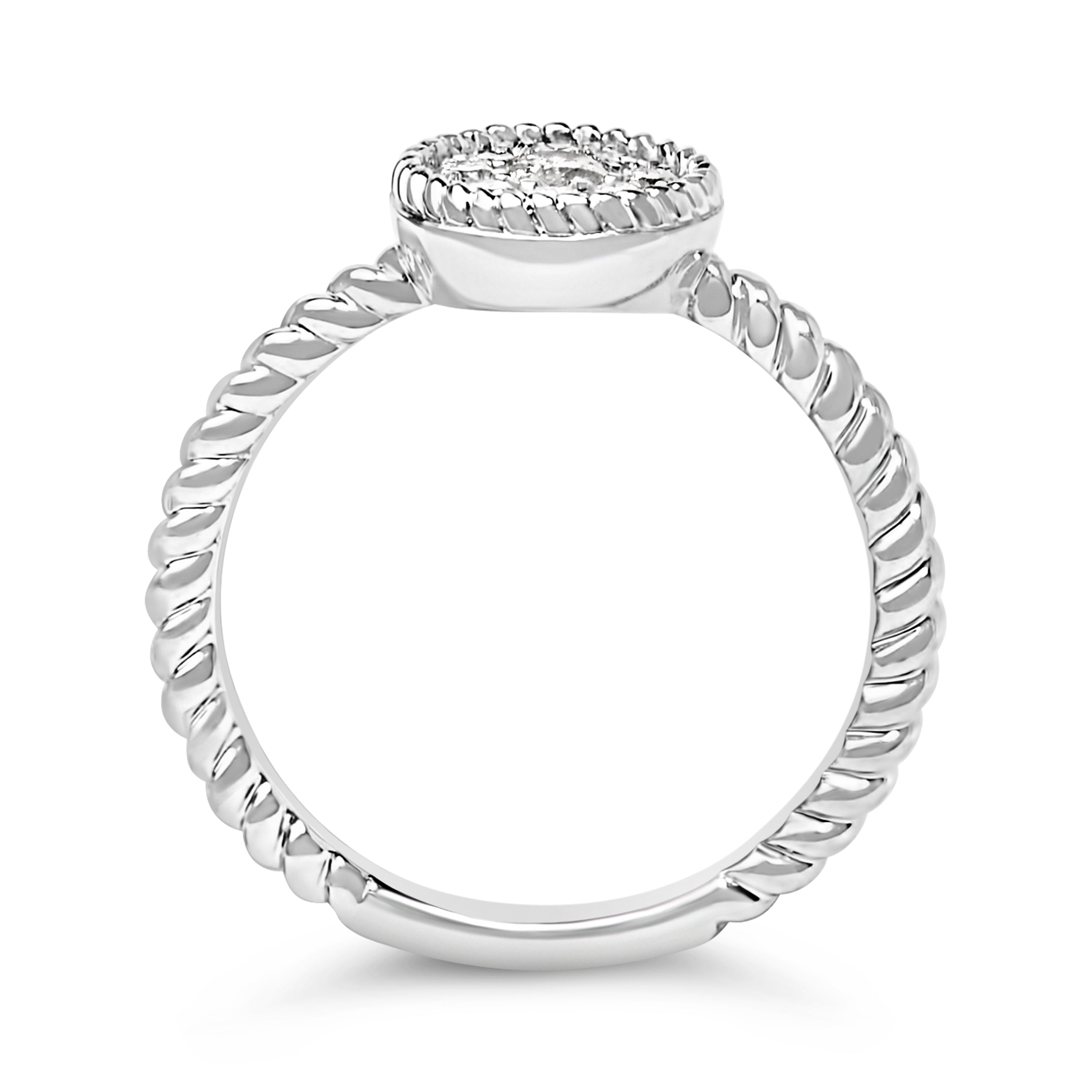 Sterling Silver 1/4 Cttw Diamond Floral Round Braided Ring by Bids.com