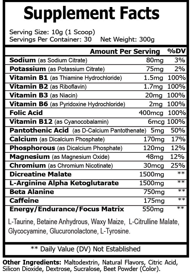 Watermelon Pre-Workout Energy Powder + Focus Boost &amp; Hydration | Sugar Free by Virtrue