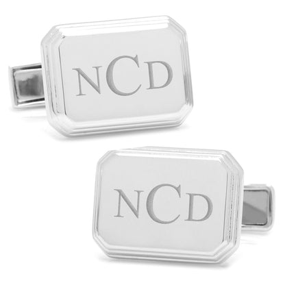 Sterling Rectangular Engravable Cufflinks by Cufflinks.com