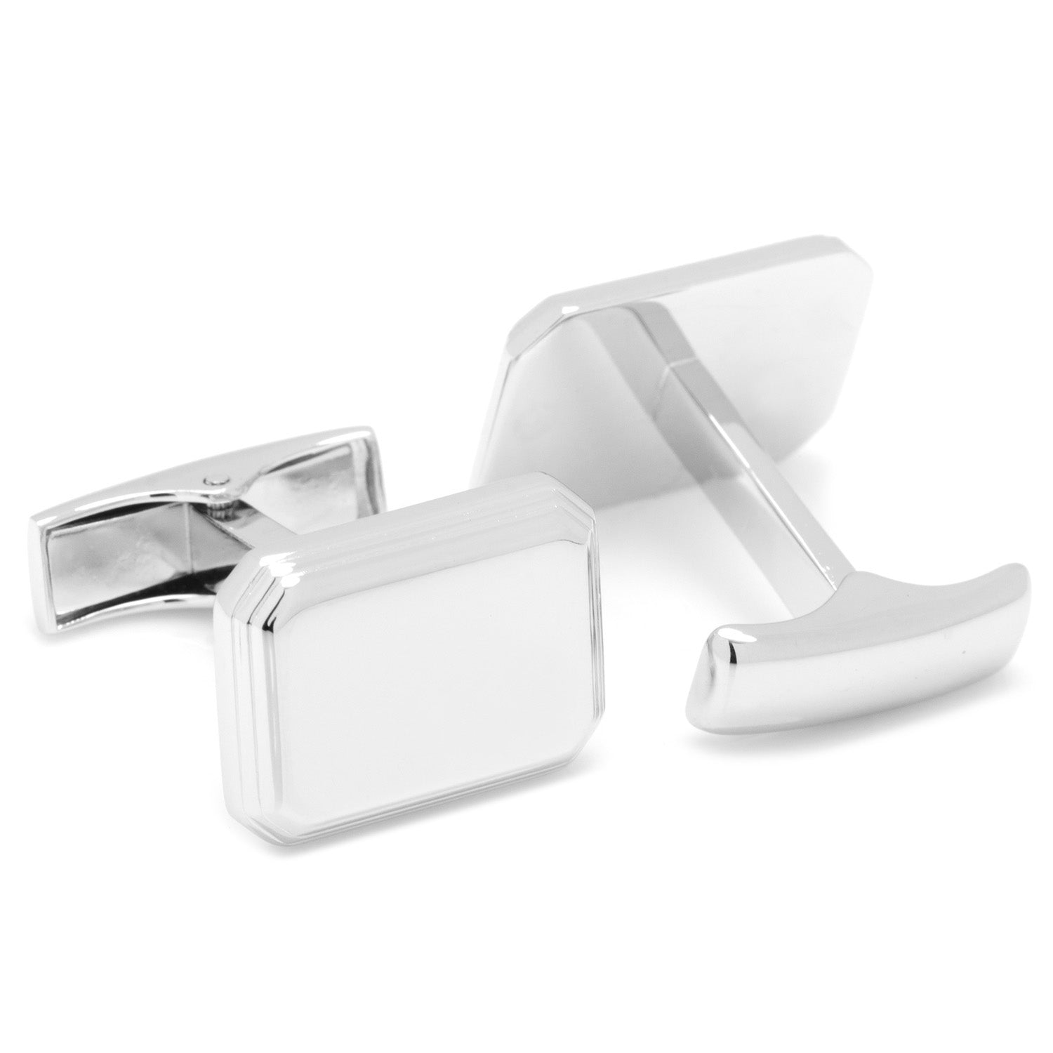 Sterling Rectangular Engravable Cufflinks by Cufflinks.com