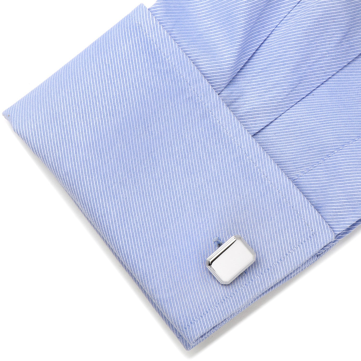 Sterling Rectangular Engravable Cufflinks by Cufflinks.com