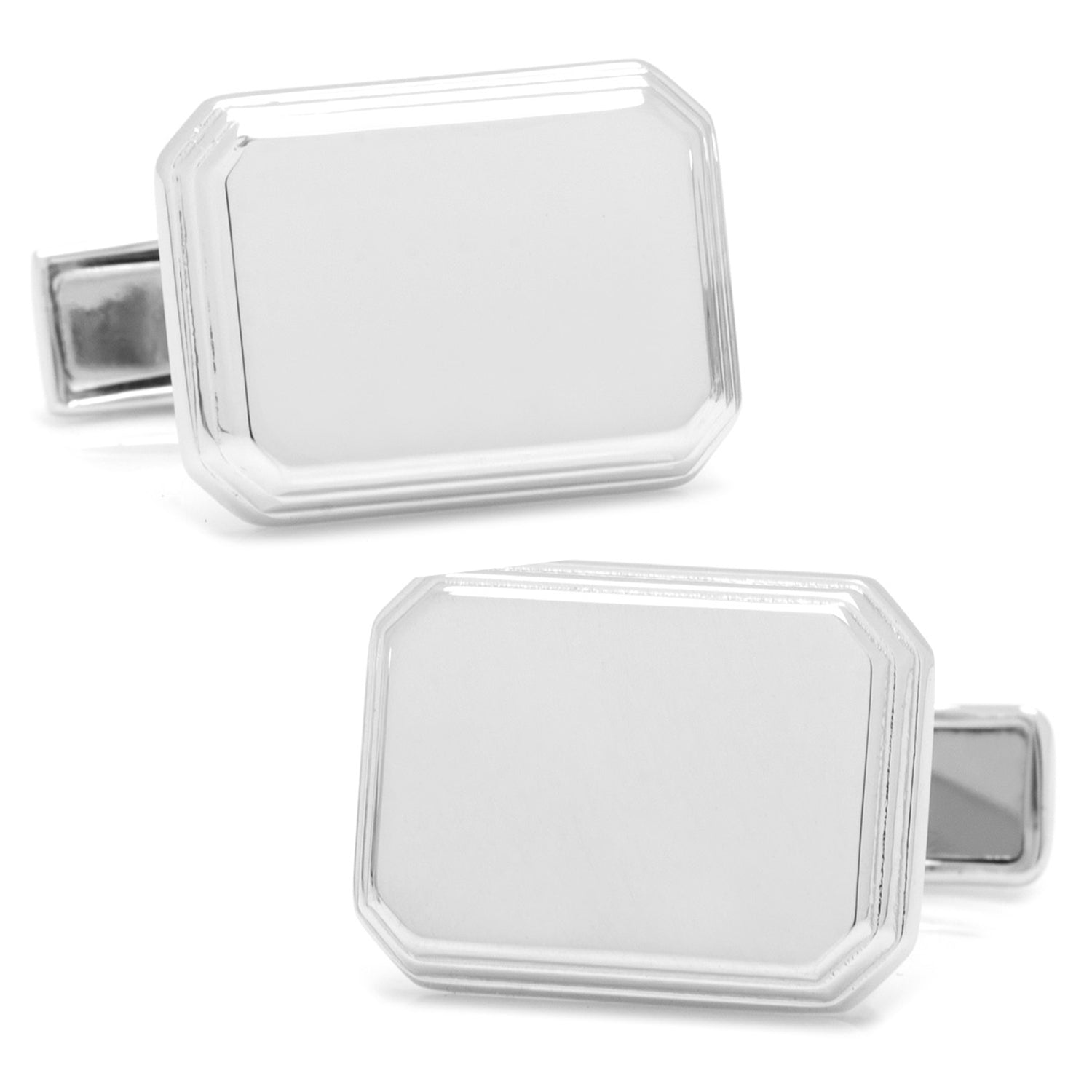 Sterling Rectangular Engravable Cufflinks by Cufflinks.com