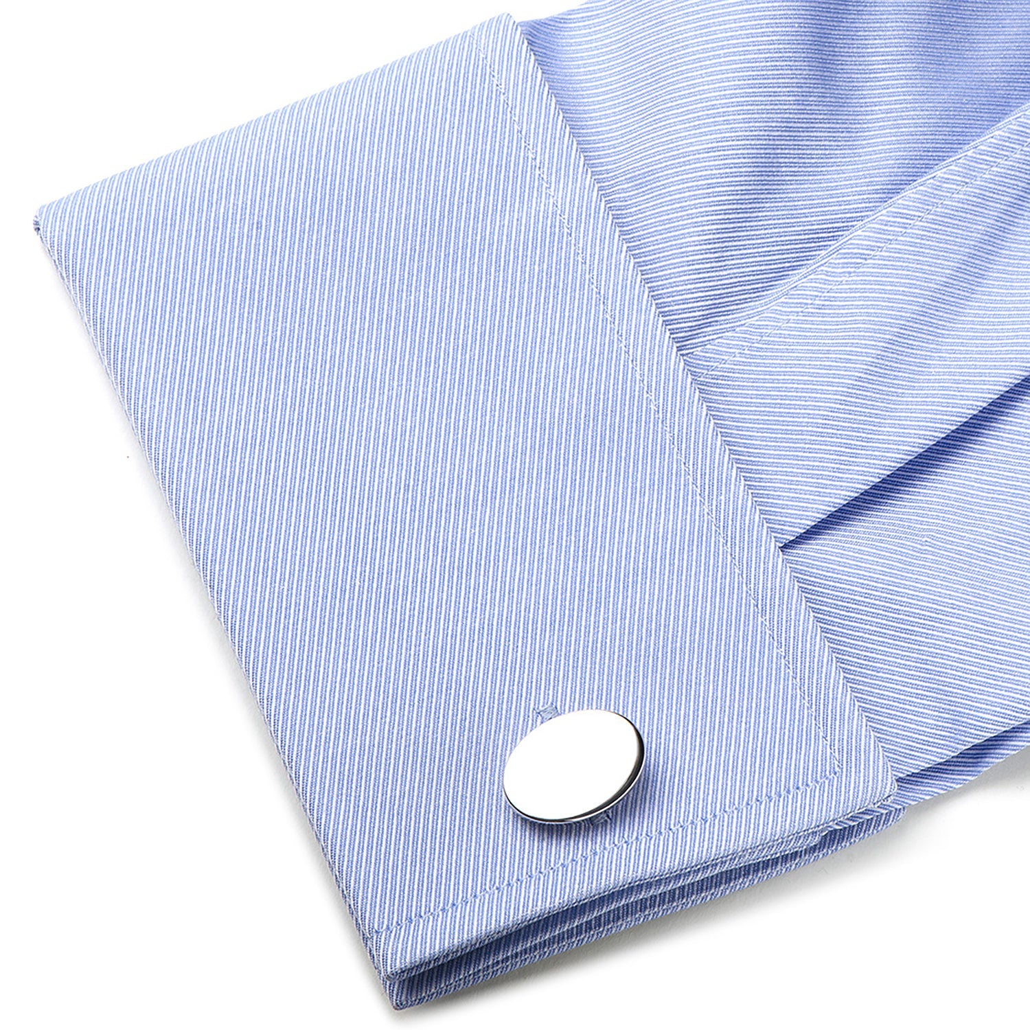 Sterling Silver Infinity Edge Oval Engravable Cufflinks by Cufflinks.com