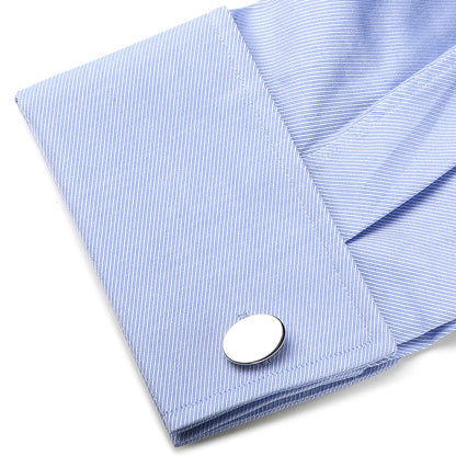 Sterling Silver Infinity Edge Oval Engravable Cufflinks by Cufflinks.com