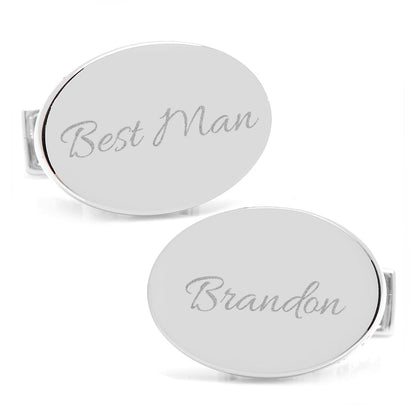 Sterling Silver Infinity Edge Oval Engravable Cufflinks by Cufflinks.com