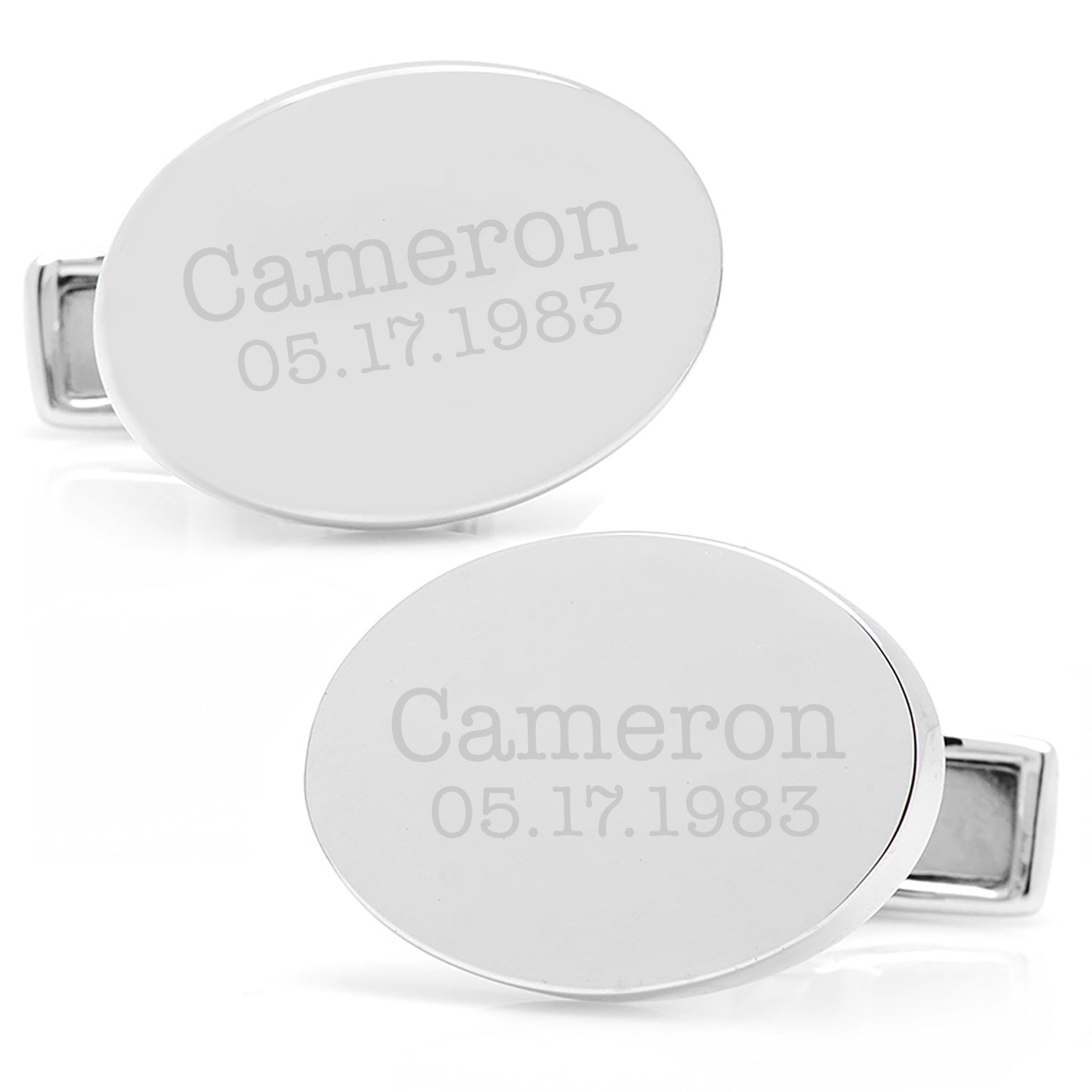 Engraved Precious Moments Sterling Silver Oval Cufflinks by Cufflinks.com