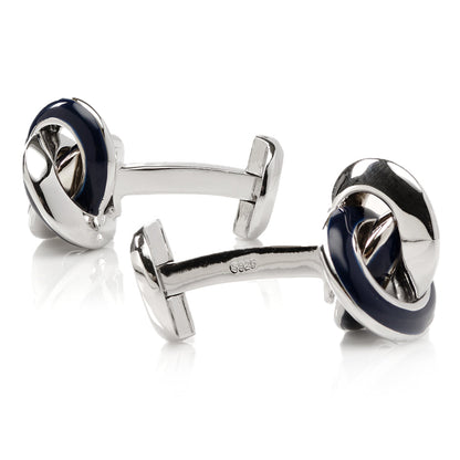 Sterling Blue Enamel Knot Cufflinks by Cufflinks.com