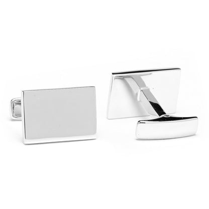 Sterling Silver Infinity Edge Rectangle Engravable Cufflinks by Cufflinks.com