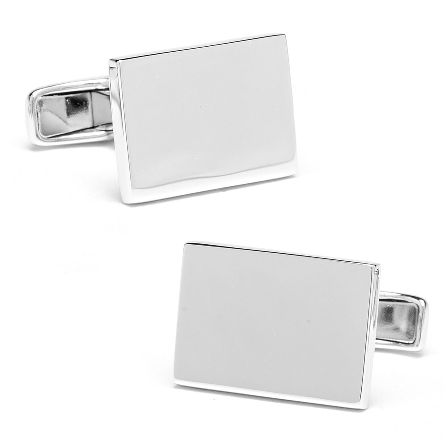Sterling Silver Infinity Edge Rectangle Engravable Cufflinks by Cufflinks.com