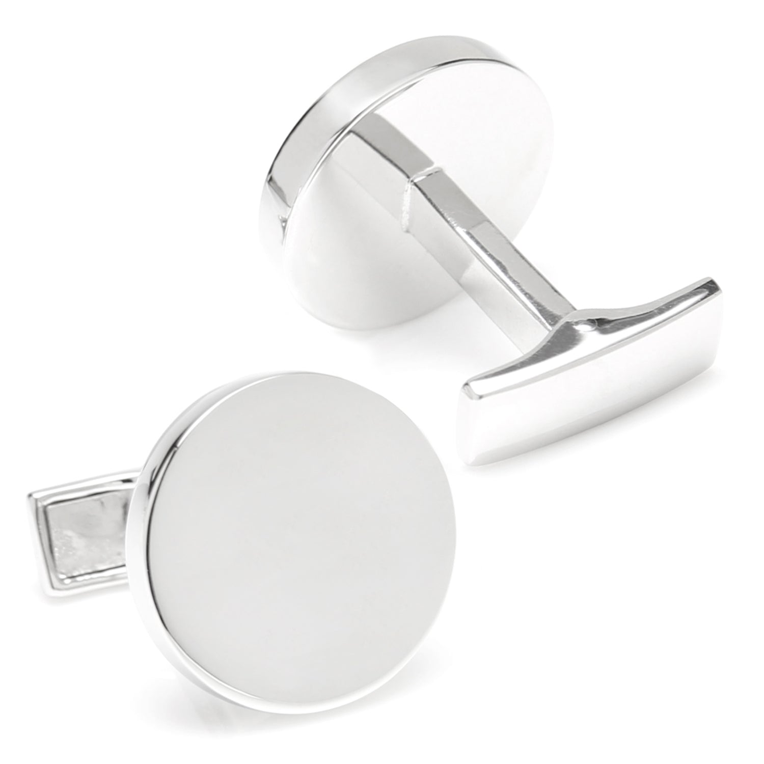 Sterling Silver Infinity Edge Round Engravable Cufflinks by Cufflinks.com