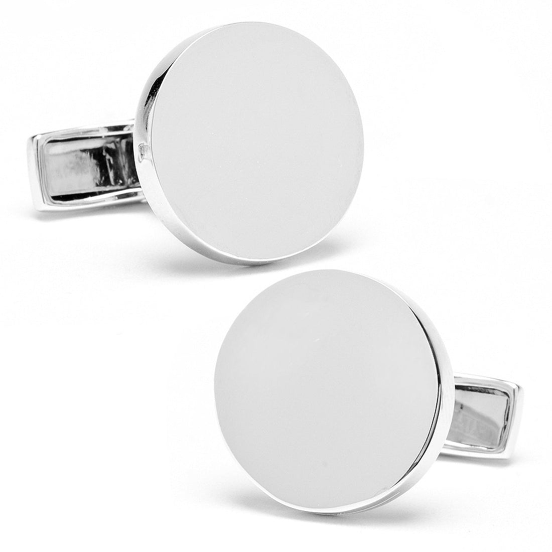Sterling Silver Infinity Edge Round Engravable Cufflinks by Cufflinks.com