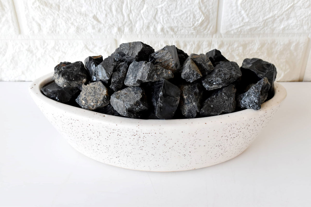 Black Tourmaline Rough Rocks (Causing Physical Ailments and Emotional Distress)  DestGlow
