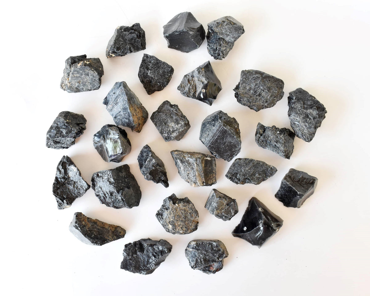 Black Tourmaline Rough Rocks (Causing Physical Ailments and Emotional Distress)  DestGlow