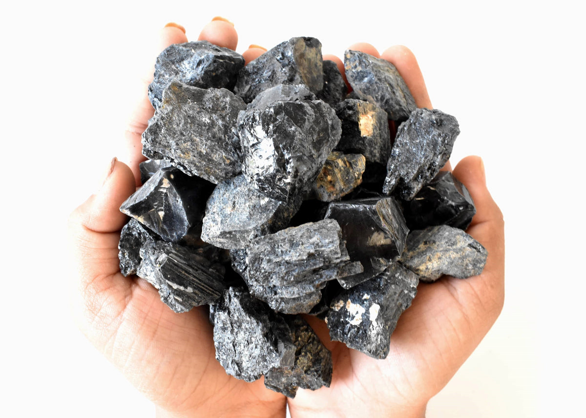Black Tourmaline Rough Rocks (Causing Physical Ailments and Emotional Distress)  DestGlow