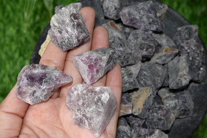 Purple Fluorite Rough Natural Stones 1 inch Purple Fluorite Raw Stones, Raw Crystal Chunks in pack size 4oz, 1/2lb, 1lb.  DestGlow