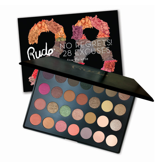 RUDE No Regrets! 28 Excuses Eyeshadow Palette (DC) - Virgo - DestGlow