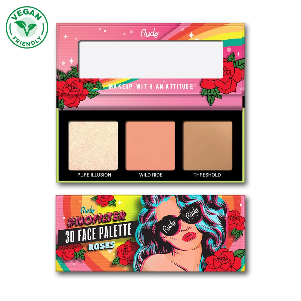 RUDE NoFilter 3D Face Palette - Roses - DestGlow