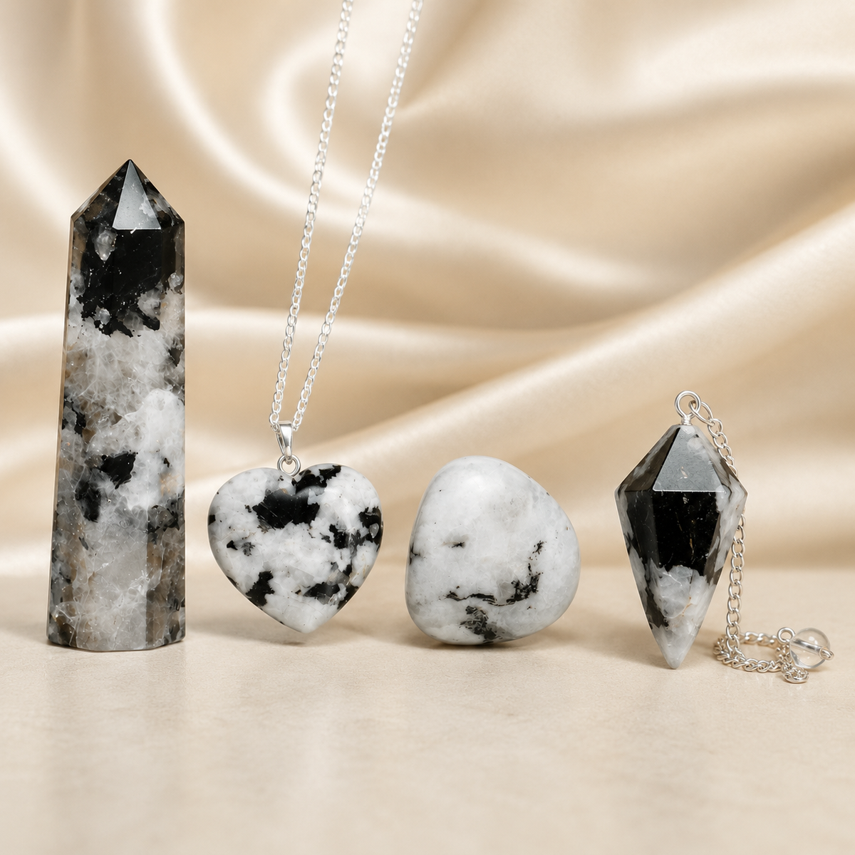 Rainbow Moonstone Crystal Gift Set For Emotional Support and Protection, Real Polished Gemstones.  DestGlow