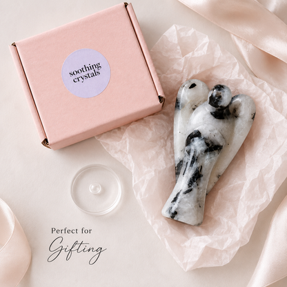 Rainbow Moonstone Crystal Angel Pocket Guardian  DestGlow