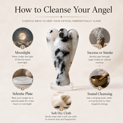 Rainbow Moonstone Crystal Angel Pocket Guardian  DestGlow
