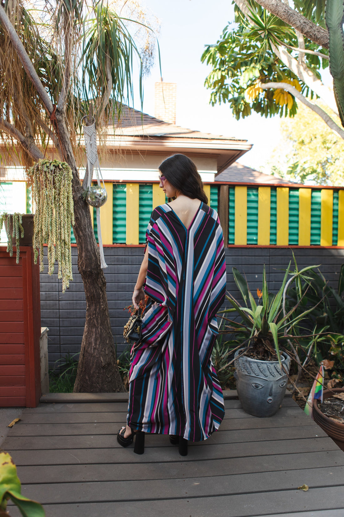 Raspberry Stripe Caftan Kaftan Dress by Jennafer Grace