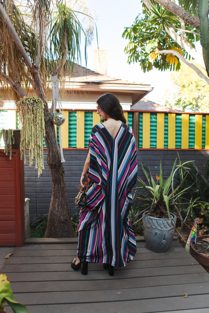 Raspberry Stripe Caftan Kaftan Dress by Jennafer Grace