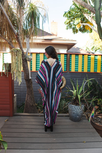 Raspberry Stripe Caftan Kaftan Dress by Jennafer Grace