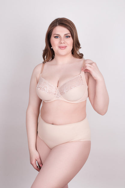 Bra Milavitsa 120151 - Elastic &amp; Lace, Double-Segment Cups, Wide Straps